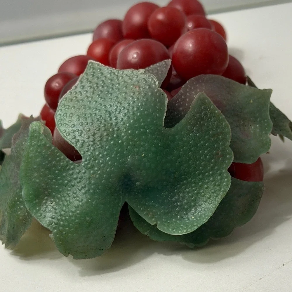 Vintage Grape Bunch Cluster Faux Fruit Kitchen Decor Set of 2 Red Green